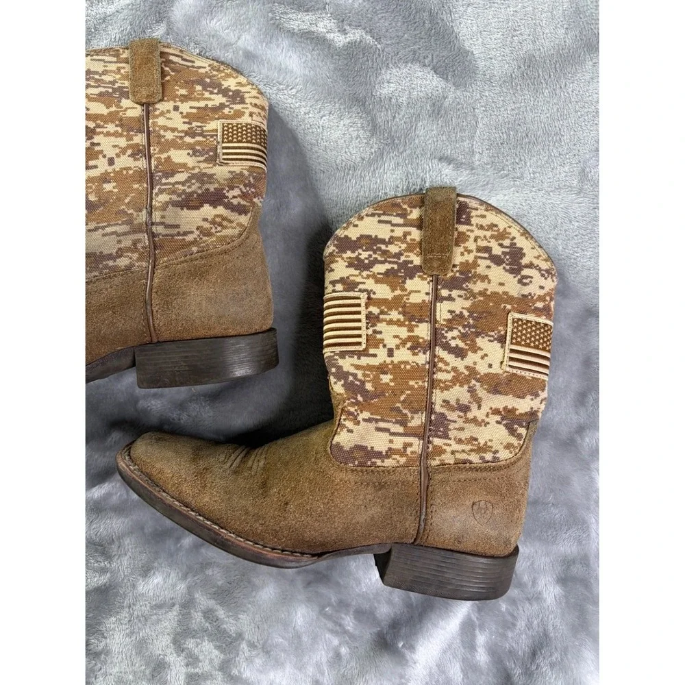 US 3.5 Ariat Sport Patriot kids western cowboy boots American flag patriotic